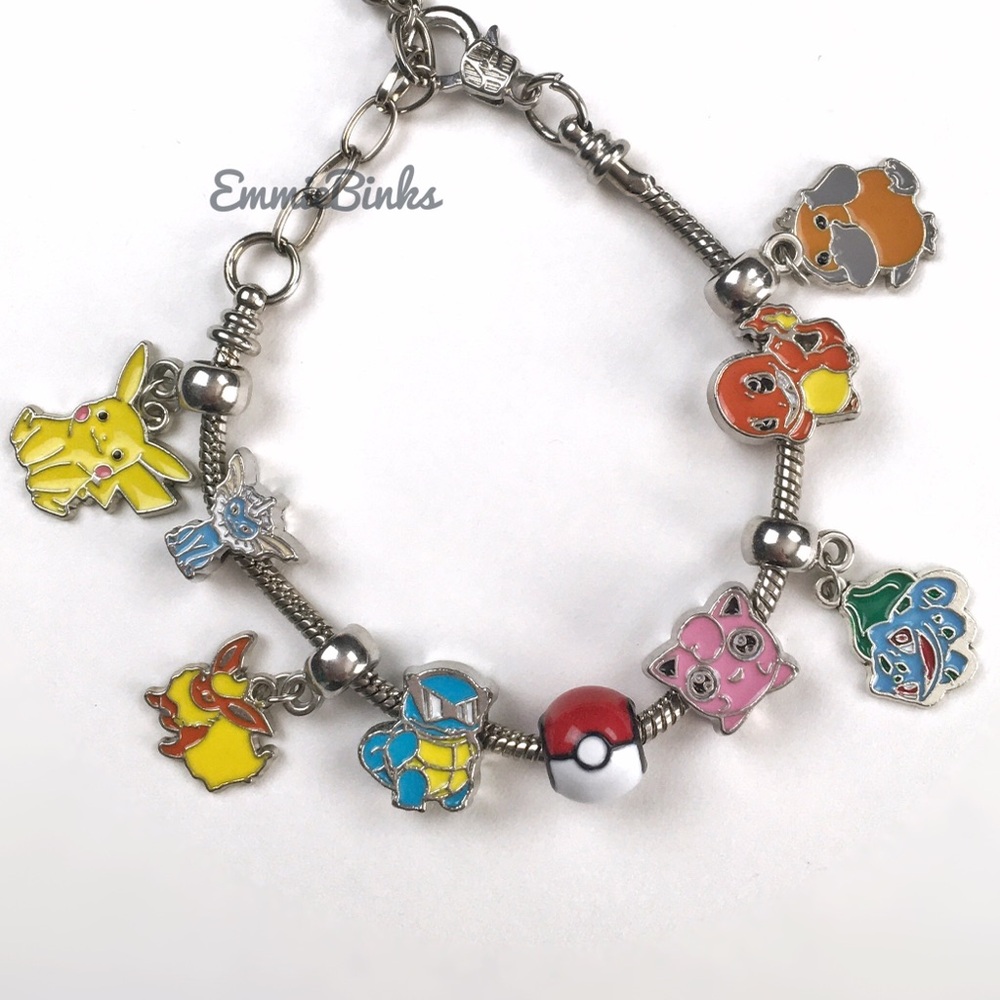 ✨3for$38 New 9 Charm Pokémon Character Silver Enamel Charm Bracelet ~ Pokémon - Picture 12 of 14